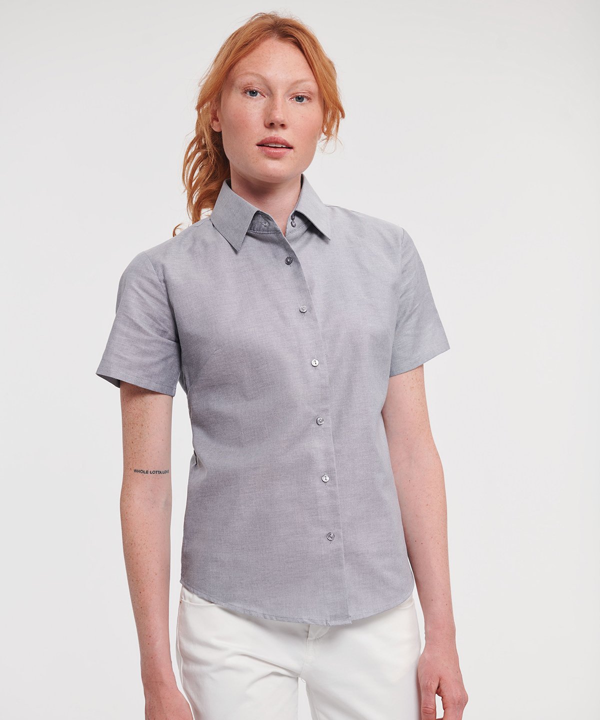 Russell Collection Women's short sleeve Oxford shirt