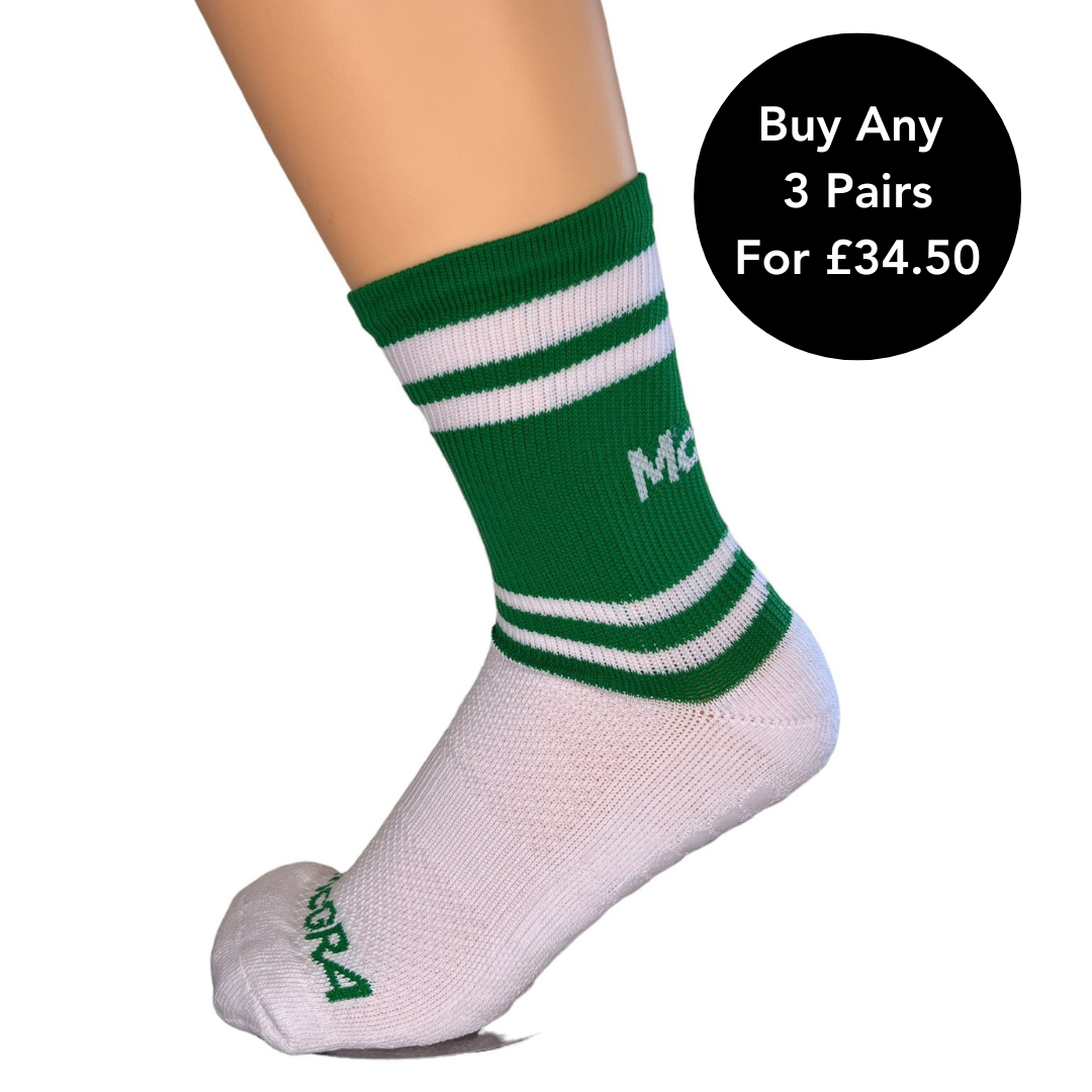 McGra Grip Socks Green & White