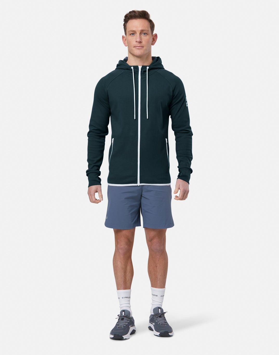 Gym Plus Coffee Chill Zip Hoodie In Moss Green