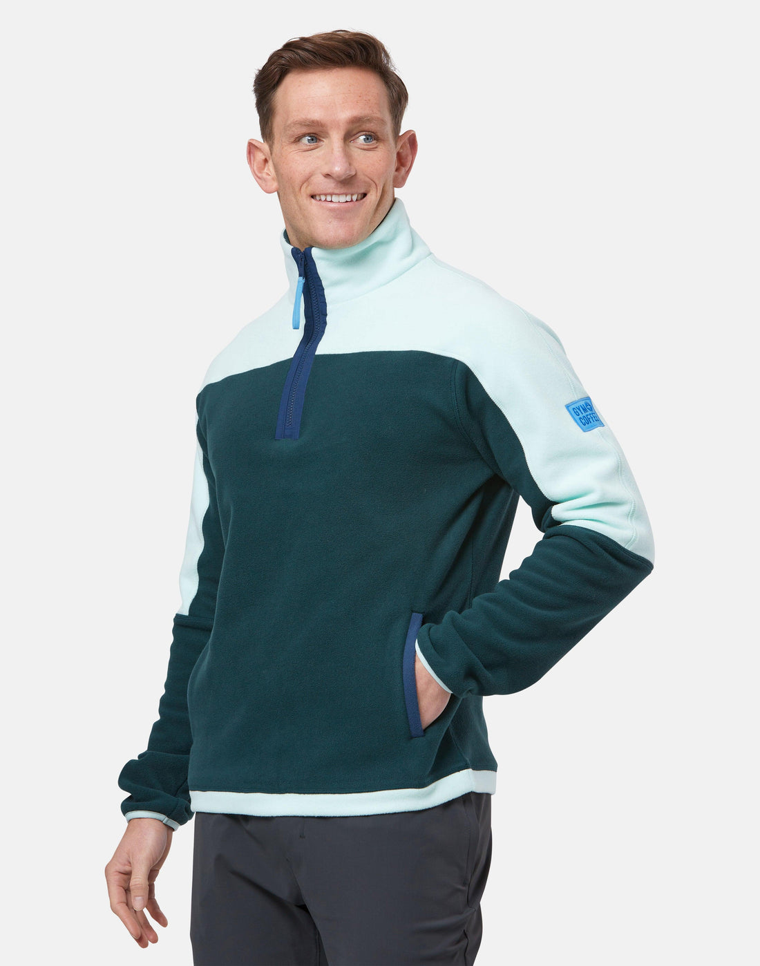 Gym Plus Coffee Half Zip Polar Fleece in Sea Green