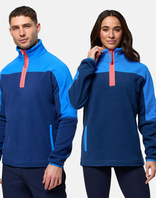 Half Zip Polar Fleece in Petrol Blue Unisex