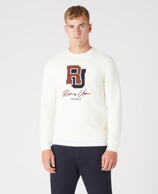 Remus Uomo Cream Long Sleeve Casual Sweatshirt