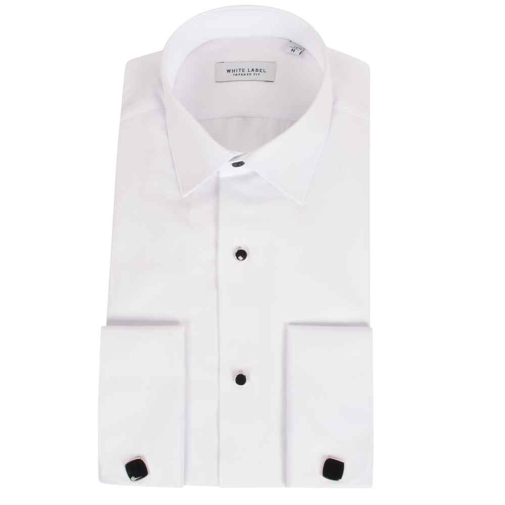 White Label Slim Black Button Formal Shirt 82101