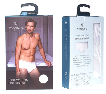 Vedoneire Fine Rib Brief White 2 Pack