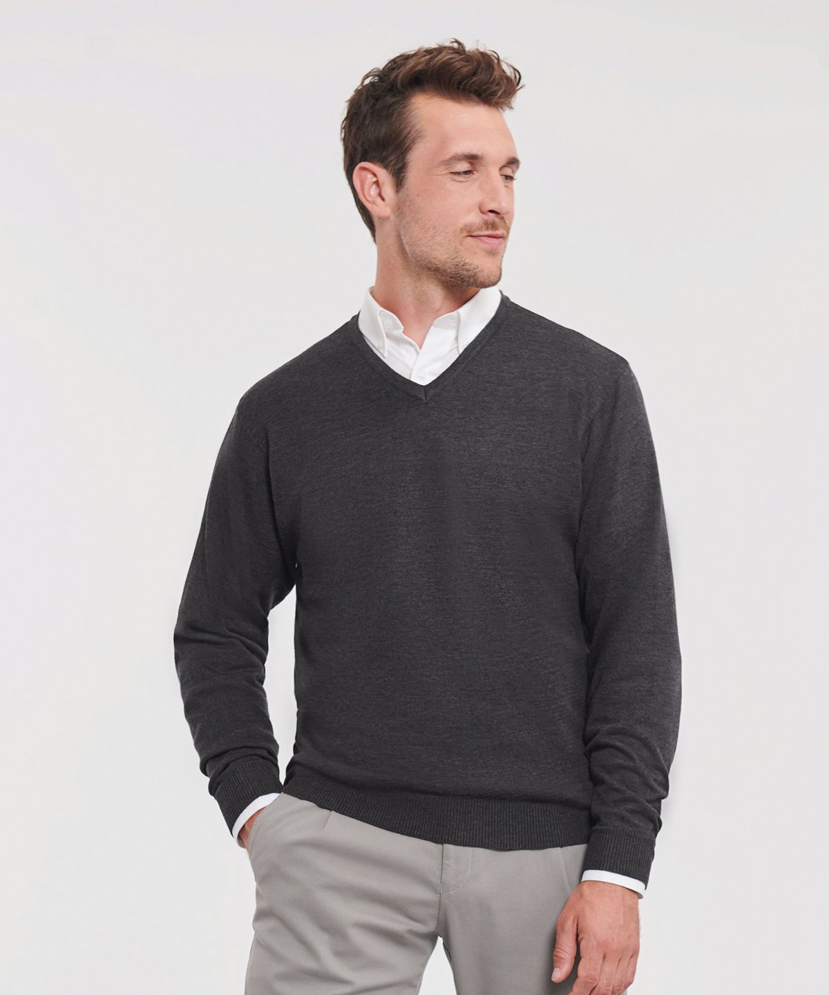 Russell Collection V-neck knitted sweater