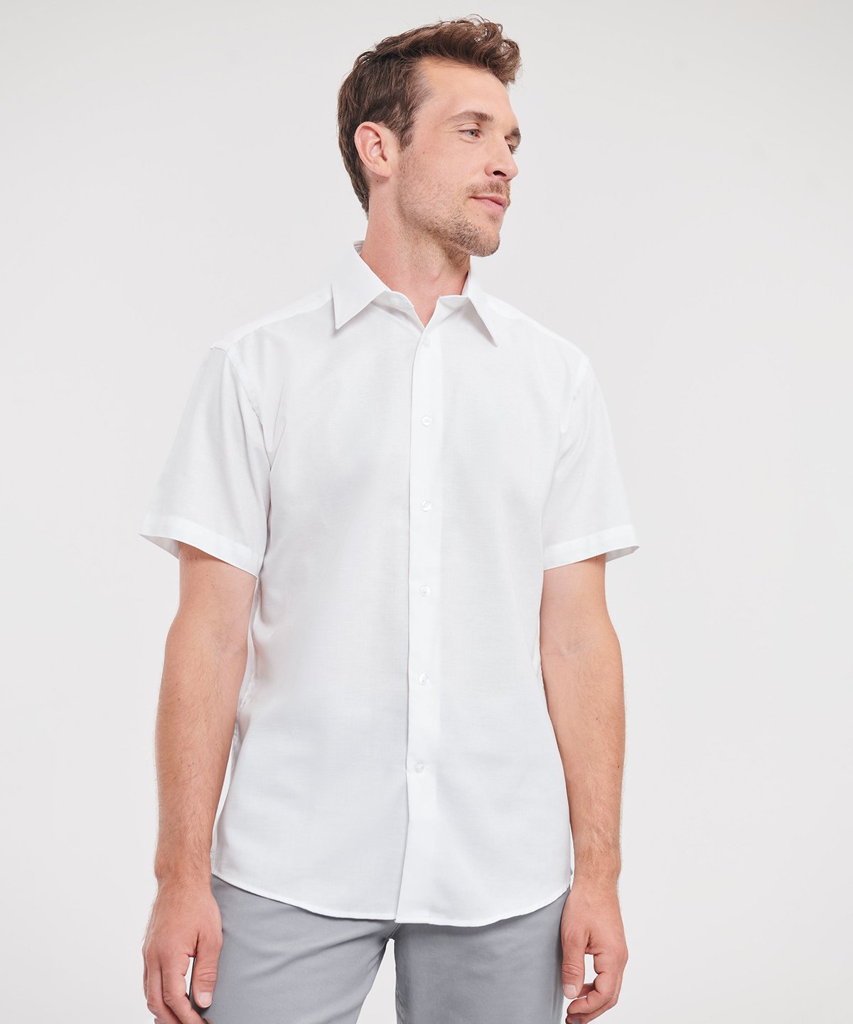 Russell Collection Short sleeve easycare tailored Oxford shirt