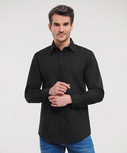 Russell Collection Long sleeve polycotton easycare poplin shirt