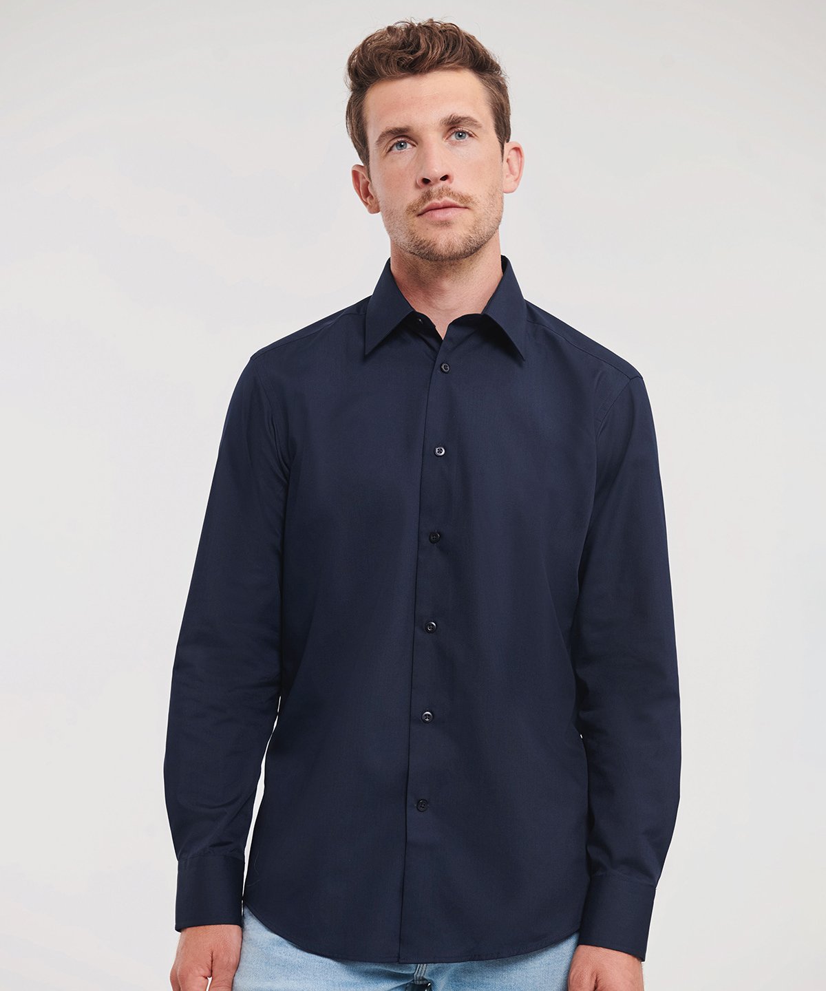 Russell Collection Long sleeve polycotton easycare poplin shirt