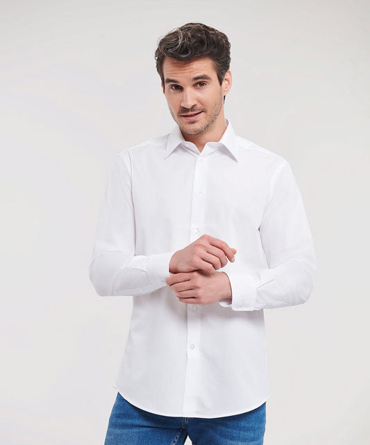 Russell Collection Long sleeve polycotton easycare poplin shirt