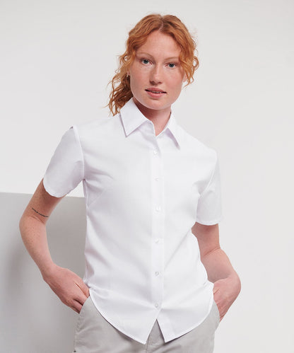 Russell Collection Women's short sleeve Oxford shirt