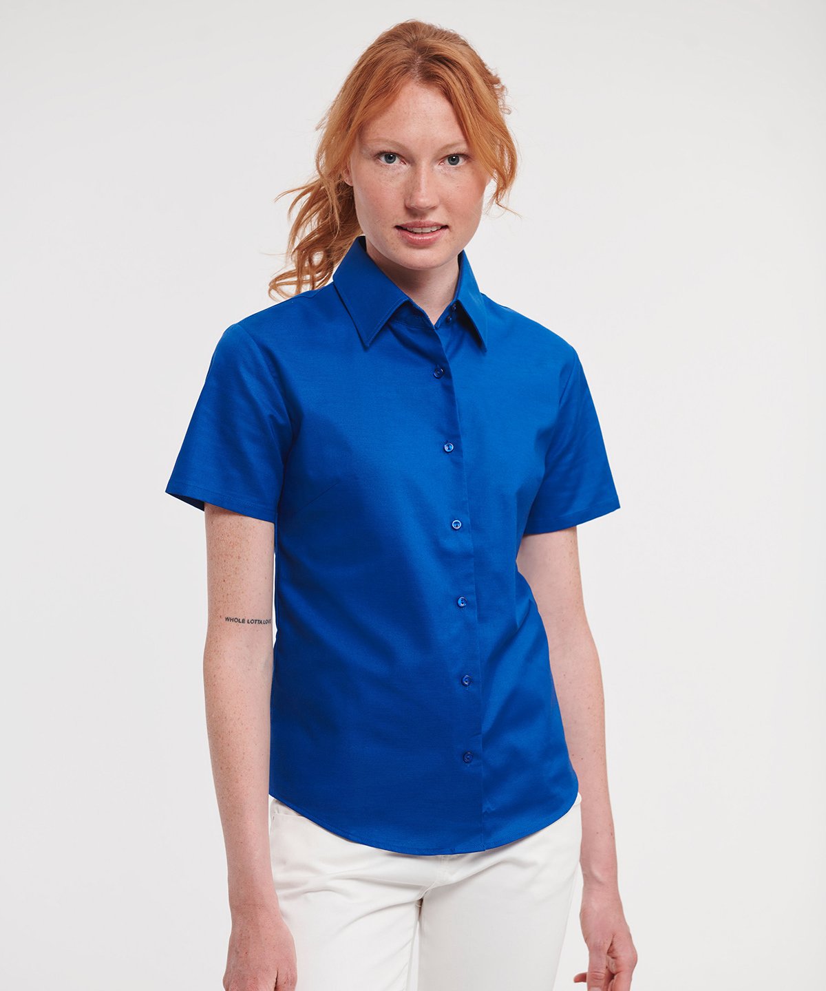 Russell Collection Women's short sleeve Oxford shirt