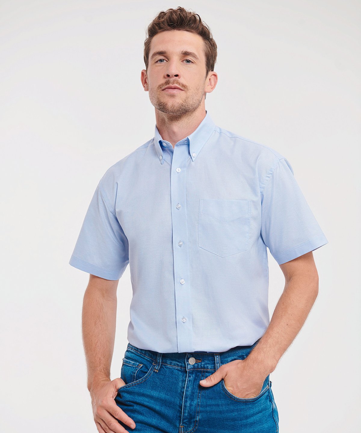 Russell Collection Short sleeve easycare Oxford shirt