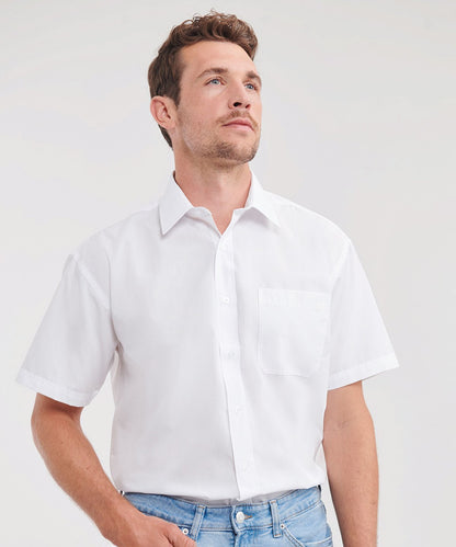 Russell Collection Short sleeve polycotton easycare poplin shirt