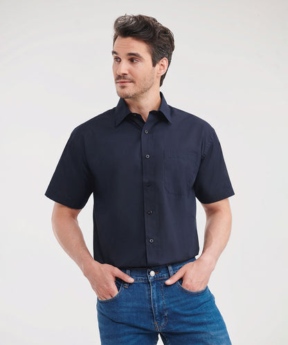 Russell Collection Short sleeve polycotton easycare poplin shirt