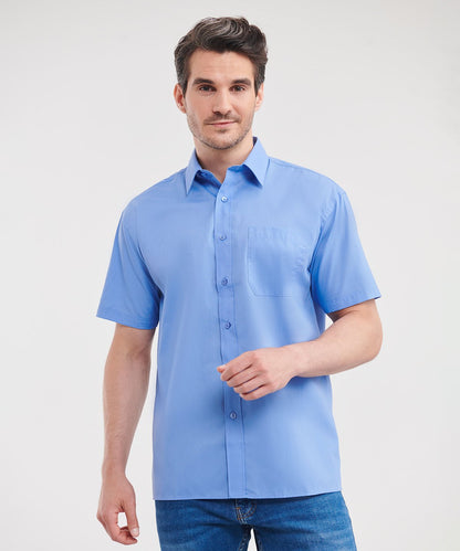 Russell Collection Short sleeve polycotton easycare poplin shirt