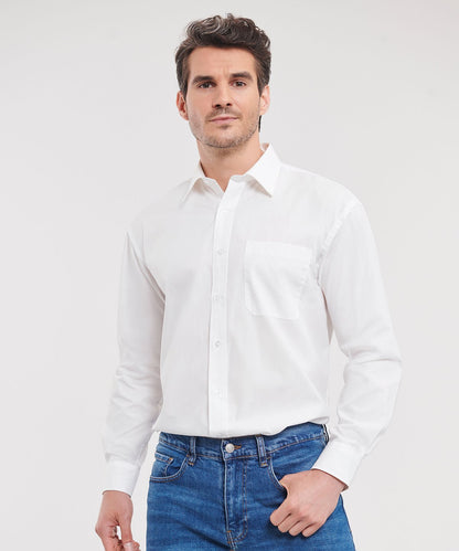 Russell Collection Long sleeve pure cotton easycare poplin shirt