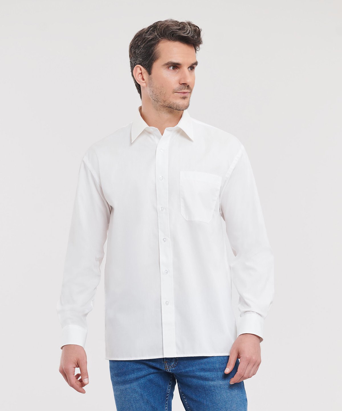 Russell Collection Long sleeve pure cotton easycare poplin shirt