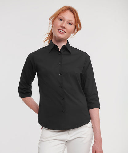 Russell Collection Women's ¾ sleeve easycare fitted shirt