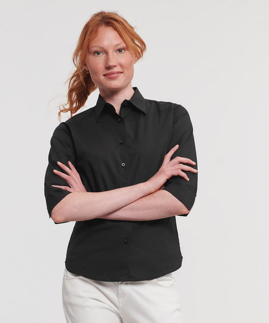 Russell Collection Women's ¾ sleeve easycare fitted shirt