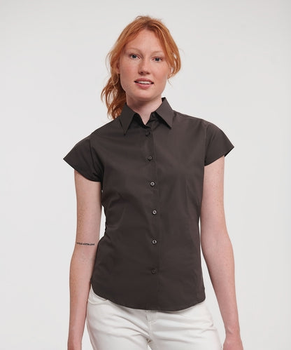 Russell Collection Women's short sleeve easycare fitted stretch shirt