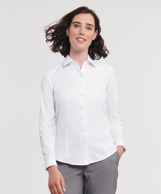 Russell Collection Women's long sleeve herringbone shirt