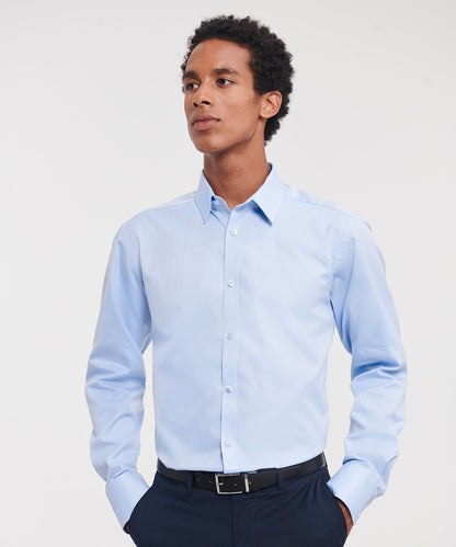 Russell Collection Long sleeve herringbone shirt