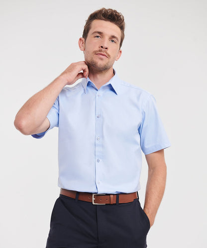 Russell Collection Short sleeve herringbone shirt